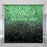 Aperturee - Aperturee Black Green Glitter Custom Name Birthday Bash Backdrop